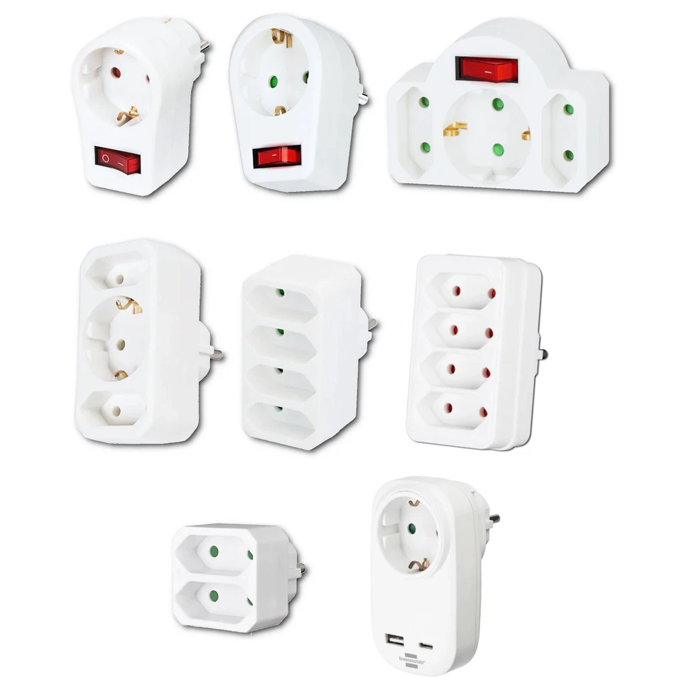 Steckdosenadapter Mehrfachstecker mit Schalter USB 1-2-3-4-fach Brennenstuhl