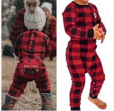 Lazy One NWT! Bear Cheeks Infant Plaid Flapjack In Red/Black Size 12M