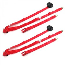 Ford Truck 1967 - 1979 Standard 3pt Red Retract Bucket Seat Belt Kit-2 Belts