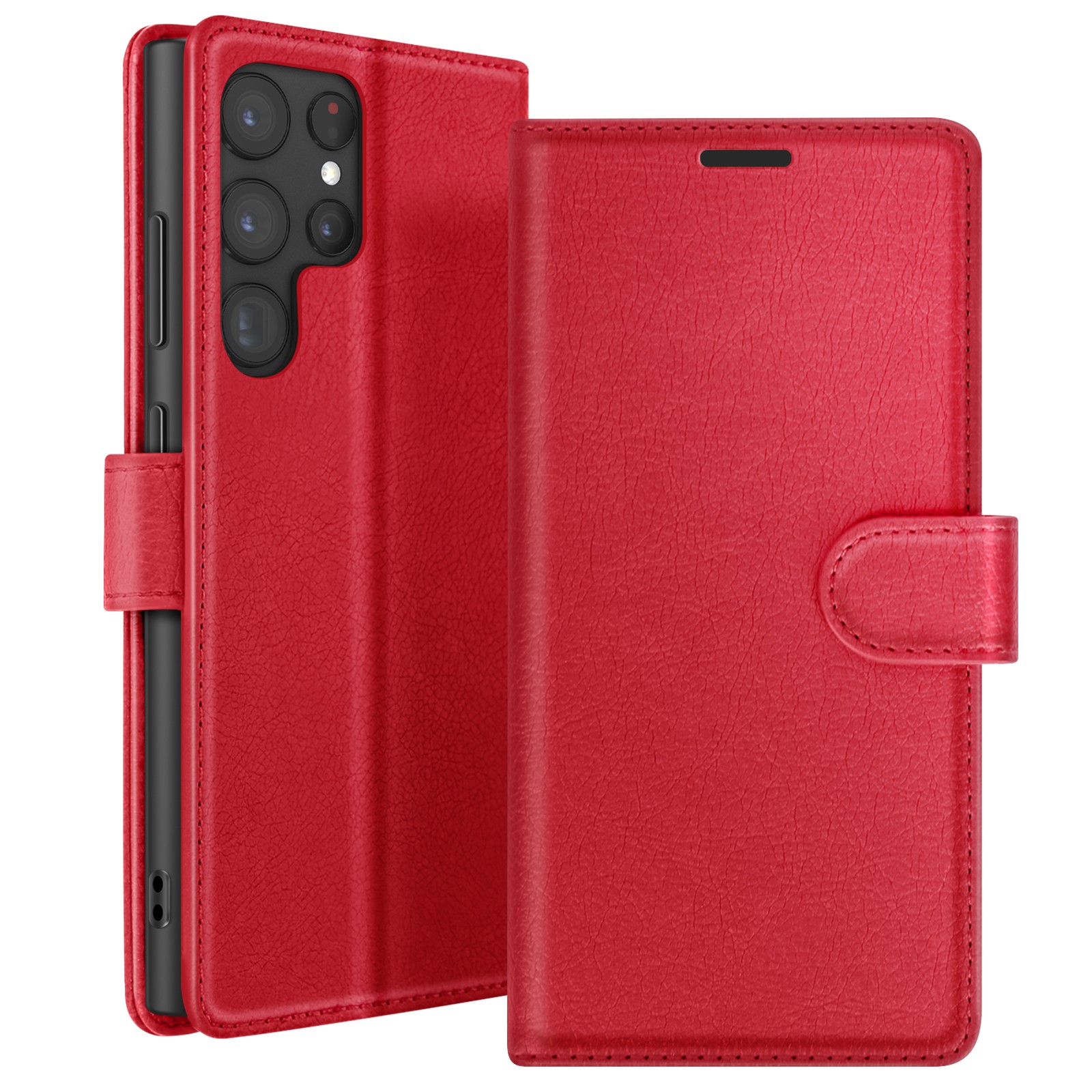Housse Galaxy S22 Ultra rouge antichoc avec sangle et porte-cartes