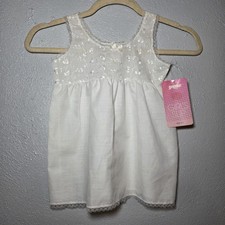 BABY GIRL WHITE SLIP DRESS LACE RUFFLED Vintage Size 3t NEW Deadstock