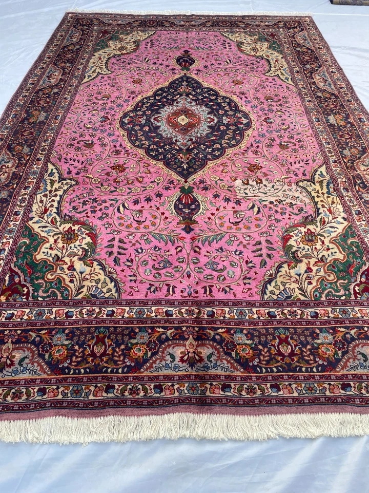 6.7x10.2 ft Pink Oushak Rug Afghan Hand-Knotted Wool Rug Modern Luxury Area Rug - Image 4 of 4