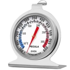 Stainless Steel Oven Thermometer 50-300 C/100-600 F, Analog Instant Read, Batt
