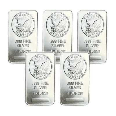 Lot of 5 - 1 Troy Oz Eagle Sunshine Mint .999 Silver Bar Mint Mark SI Sealed