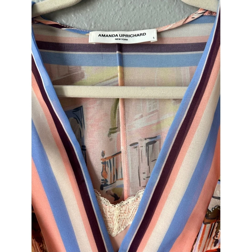 Vestido Amanda Uprichard Envolvente Midi Estampado Venecia Vestido Informal Pequeño Anthropologie Foto 3 de 4