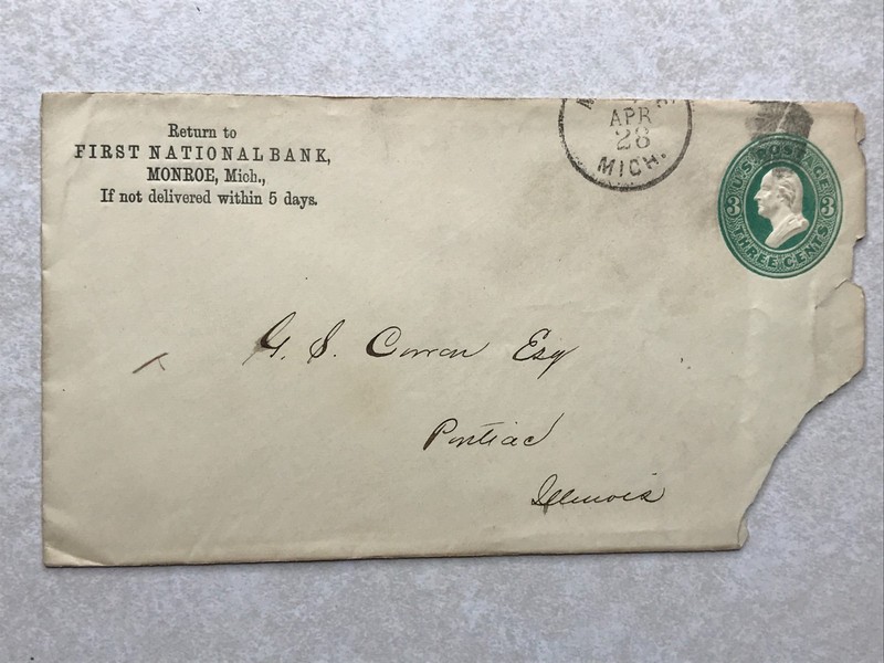 EN2316 Letterhead Envelope Postal Cover First National Bank, Monroe Michigan MI