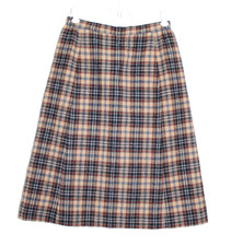 Vtg Pendelton 70s Plaid Wool Skirt Talon Zip USA Made Academia Prep Beige XS