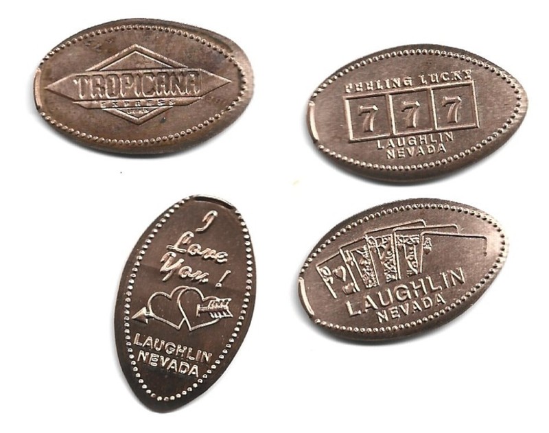 4 Copper elongated pennies (cents) TROPICANA CASINO/HOTEL Laughlin NV m#4