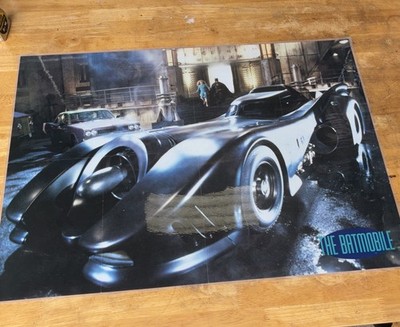 Vintage doppelseitiges laminiertes Poster Batman The Batmobile The Dark Knight
