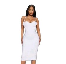 Fashion Nova Victoria White Midi Bandage Dress Size 7/9