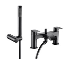 Round Bath Shower Mixer Tap with Hand Shower Kit Modern Matt Black