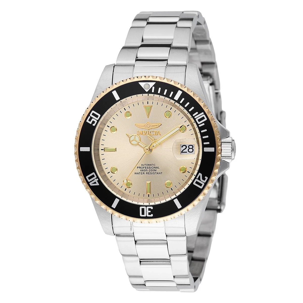 Invicta Pro Diver Champagne Dial Silver Tone Automatic NH35A Men's