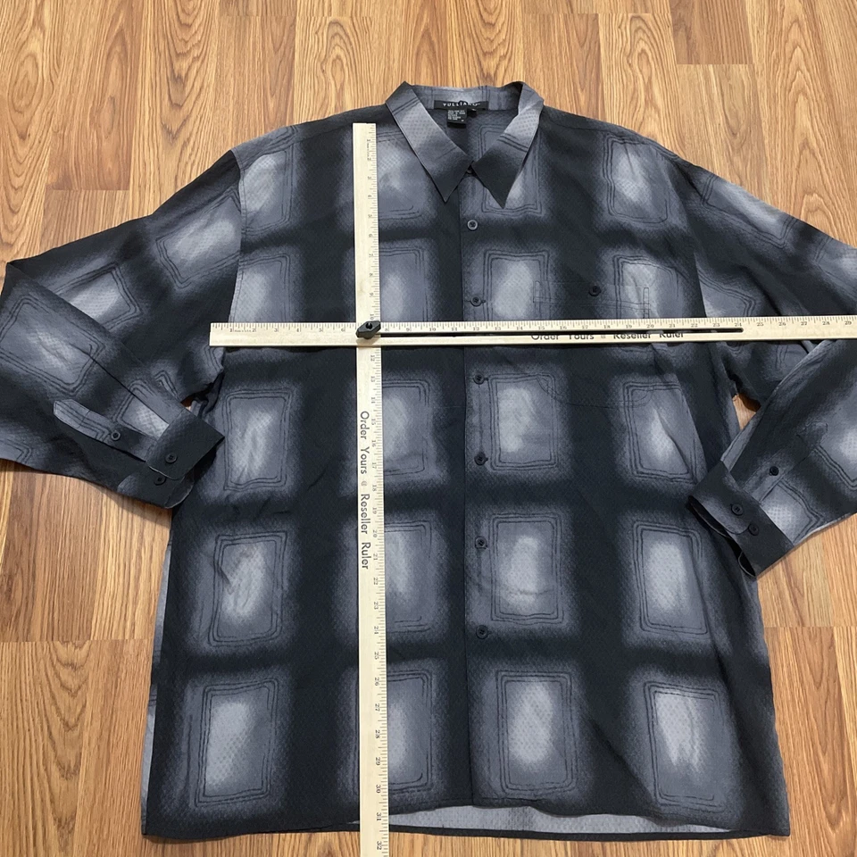 Camisa Tulliano Para Hombre XXL Seda Geométrica Estampado Caja Manga Larga Botón Delantero Foto 2 de 4