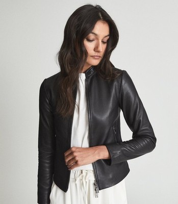 Women Black Real Leather Ladies Jacket Size S M L