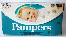 RARE VINTAGE 80'S PAMPERS 30x MINI 3-5kg 6-11 lbs PLASTIC DIAPERS NEW 