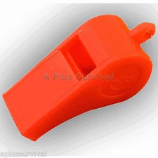 Lot of 100 Orange Plastic Emergency Whistle & Lanyard