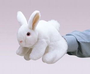 white rabbit puppet