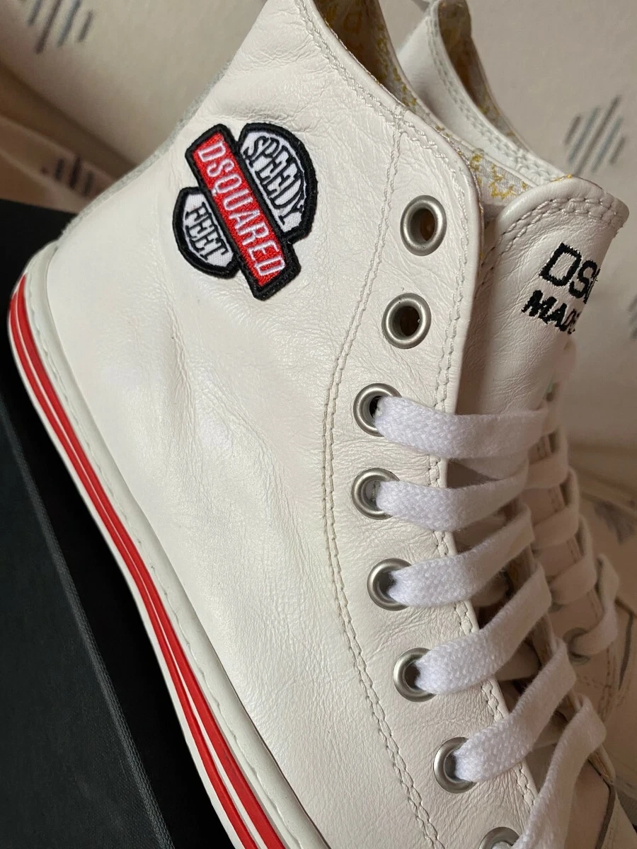 DSQUARED2 SNEAKERS WHITE LEATHER 100% MADE IN ITALY SIZE 40