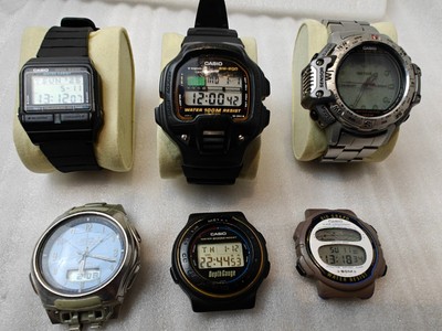 6 VINTAGE Casio watches for parts or repair-Pro trek PRT-500, DB-31, BM-200w ...