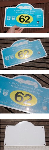 VINTAGE AUTOMOBILE CAR RALLY SIGN # BMW VETERAN RALLY WARTBURG EISENACH 1993 - Picture 2 of 2