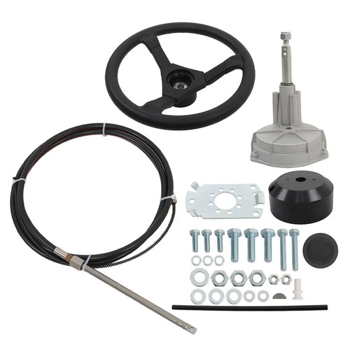 12 Feet Boat Rotary Steering System Outboard Marine With 12' Steering Cable Kit - Picture 3 of 19