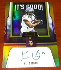 2023 Score - K J OSBORN - IT'S GOOD AUTOGRAPH CARD # IG-KO - NICE!