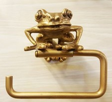 Brass Tissue Roll Paper Holder Hang  BIG FROG Vintage Toilet Bathroom Home Decor