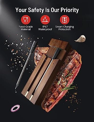 Smart Meat Thermometer,  Wireless Food Thermometer Bluetooth with Smart 2 Probe