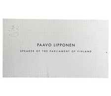 Vintage PAAVO LIPPONEN (Finland Prime Minister) Speaker Parliament BUSINESS CARD