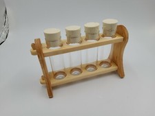  Reagenzglasständer mit 4 Reagenzgläser + Kork Reagenzglas-halter Laborständer  