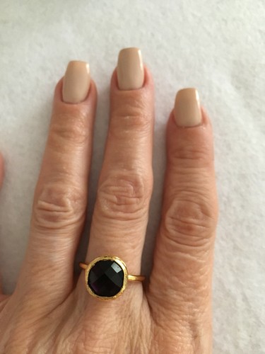Bague Alliance Vintage 1980 En Argent Sterling Avec Citrine Naturelle - Taille 54 - Neuf