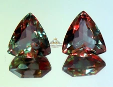 GIE Certified 22 Ct Pair Natural Trillion Cut Zultanite Bi- Color Loose Gemstone