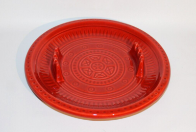 ビンテージ灰皿 Vintage California Pottery USA B668 Vivid Red Orange 11” Round
