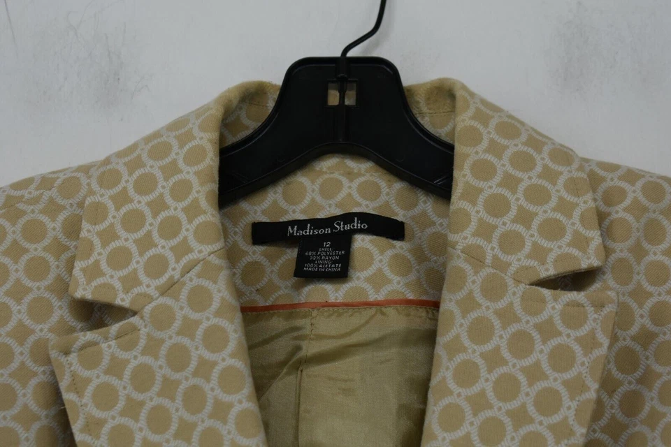 Blazer Madison Studio feminino bronzeado entalhe lapela um botão vassoura bolso carreira 12 - Imagem 3 de 4