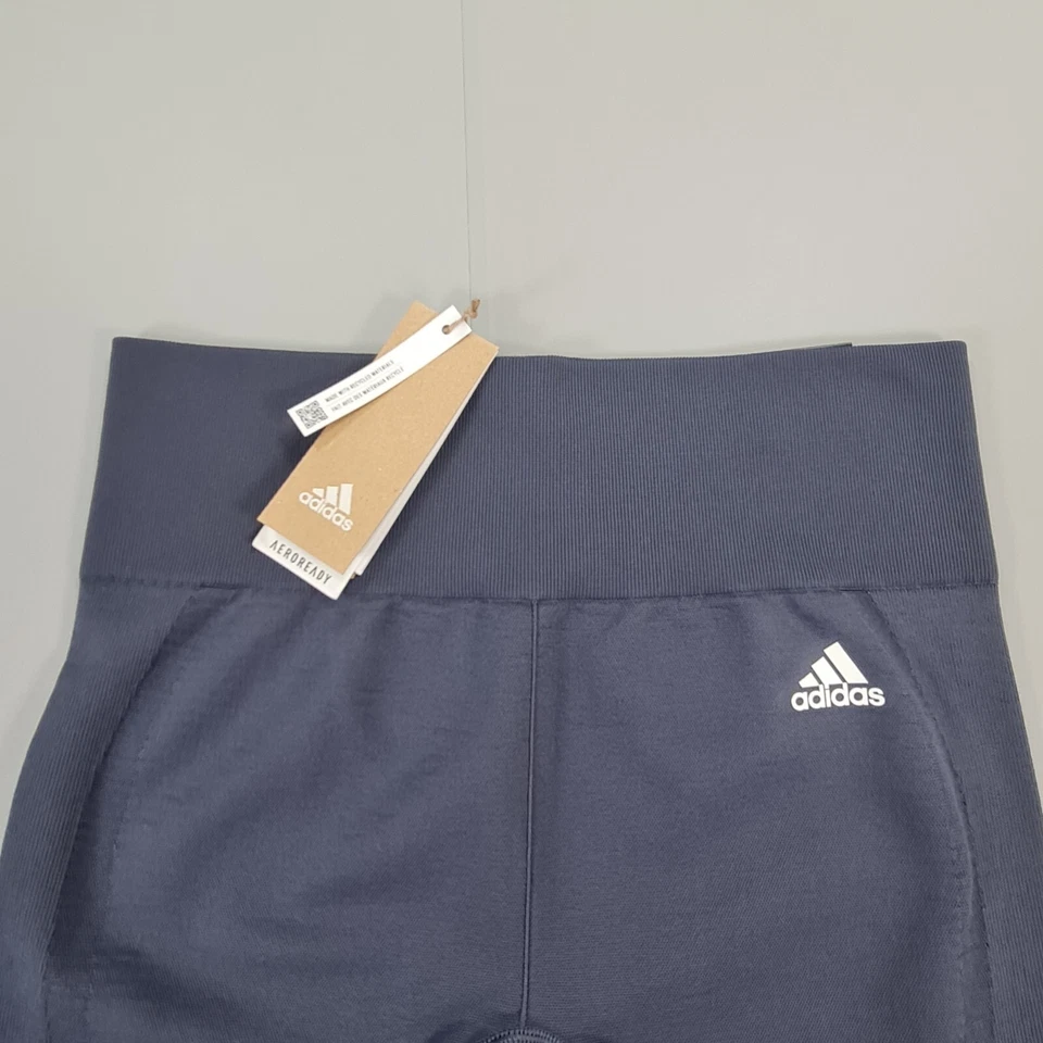 adidas Womens Leggings Blue Large Seamless Aeroknit 7/8 High Rise HE2961 - Image 4 of 4
