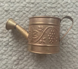 Vintage HOSLEY USA Miniature Brass 2.5” X 6” Decorative Watering Can Planter