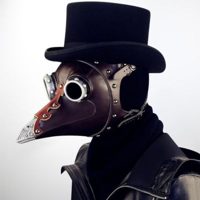 CoolChange Pestmaske – Schnabelmaske Für Pestdoktor Kostüm, PU Leder, Mit Sichtscheiben, Für Halloween & Steampunk
