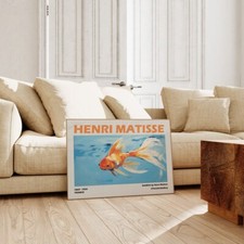 Gold Fish With Long Fins Swimming Paint Poster Premium Quality Choose your Size
