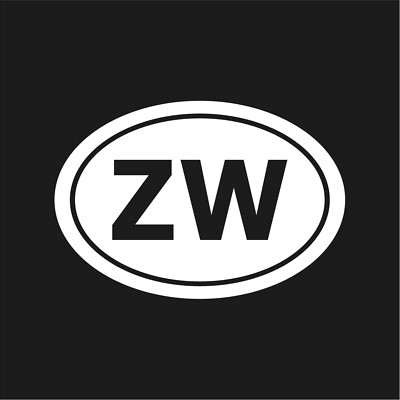 Zimbabwe country initials Vinyl Decal Window Oval ZW Laptop Sticker