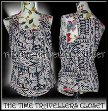 BNWT KATE MOSS TOPSHOP BEIGE BLACK AZTEC SPOT RACER FRONT DRAPE VEST TOP UK 8 36