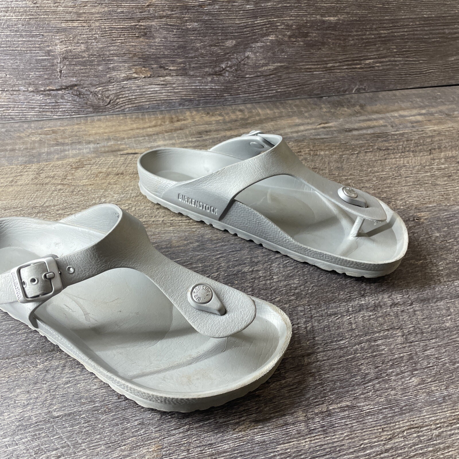 Birkenstock Gizeh Essentials EVA Metallic Thong Sandal - Silver - 7.5 (38)  | eBay