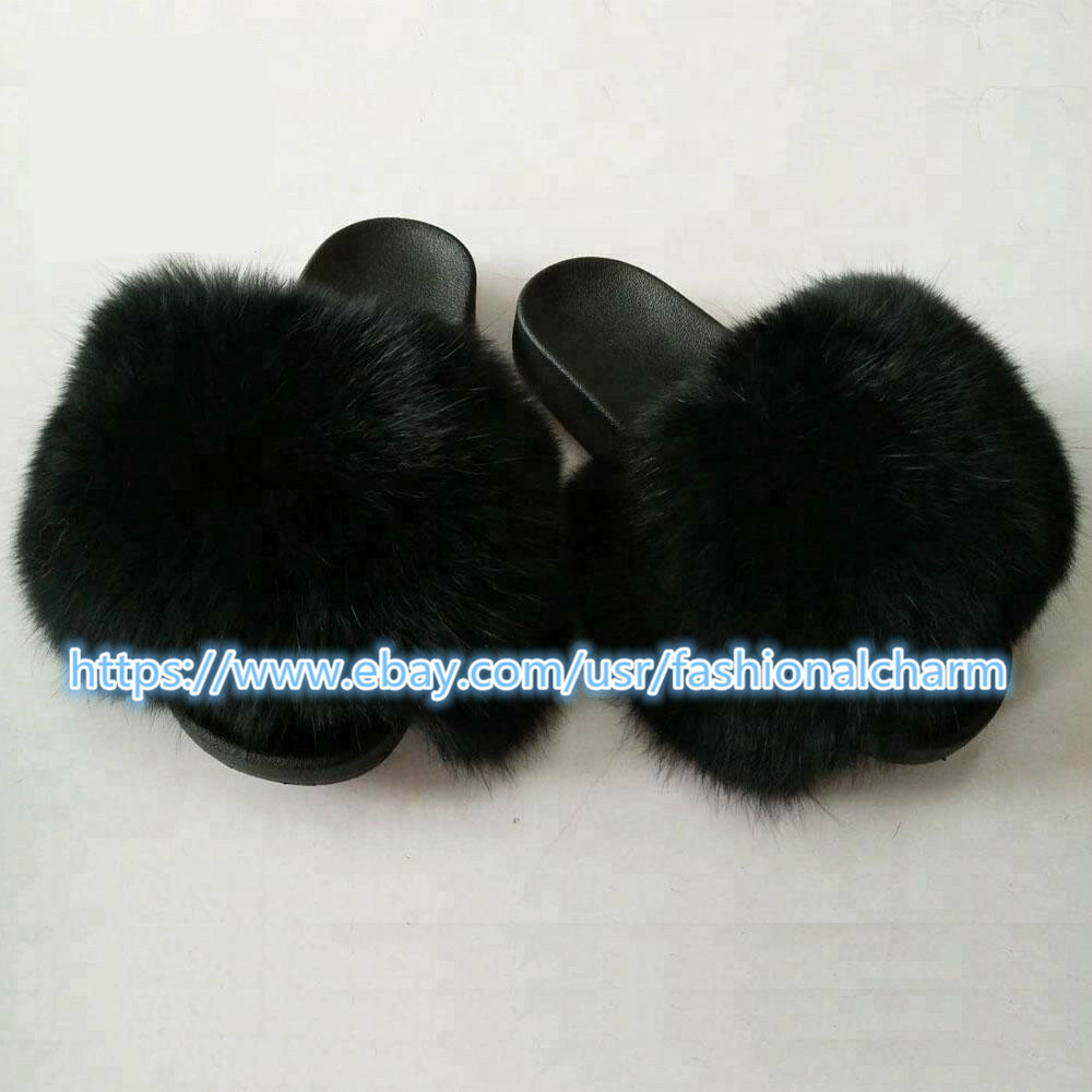 SAOLA Ciabatte da donna Max Large XXL in vera pelliccia di volpe ciabatte da interno esterno scarpe pelose