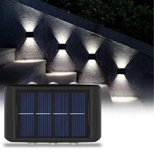 1-8X LED Solar Fence Lights Outdoor Dusk to Dawn Wall Steps Garden Pathway Lamp