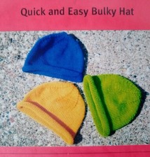 Bulky Roll Brim Hat Quick  Easy Knitting Pattern 19 Theresa Gaffey VTG 2000 SML