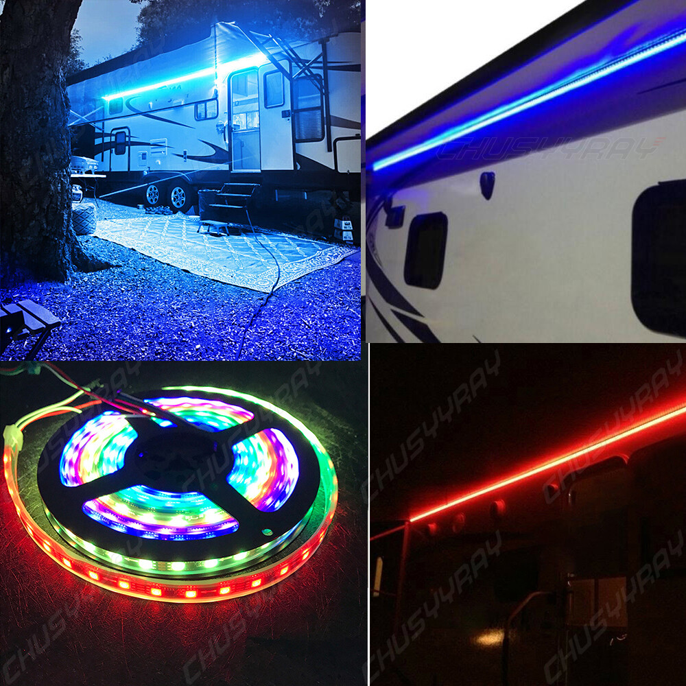 RV Awning Camper 16ft RGB+WW Color Changing LED Strip Light Kit RGB Lights  | eBay