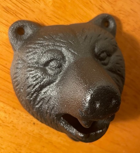 Black Bear Bottle Opener Wall Mounted Rustic Cabin Bar Decor Cast Iron Lodge New - Picture 3 of 8