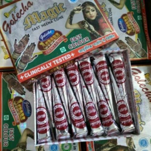 Tatuaje Temporal Golecha Henna Mehandi - Magia Activa - Rojo - 12 Conos Foto 2 de 4