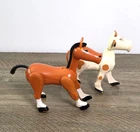 Vtg 1970s Fisher Price Little People PLAY FAMILY Farm Brown Horse and Cow