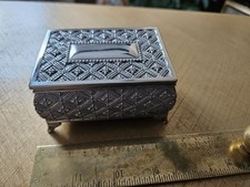 Hinged Silver Box With Velvet Lining, Footed @9.5,6.5,5cm Ready To Engrave