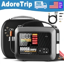 Car Jump Starter with Air Compressor Tire Inflator 8000A Peak Truck Heavy Duty